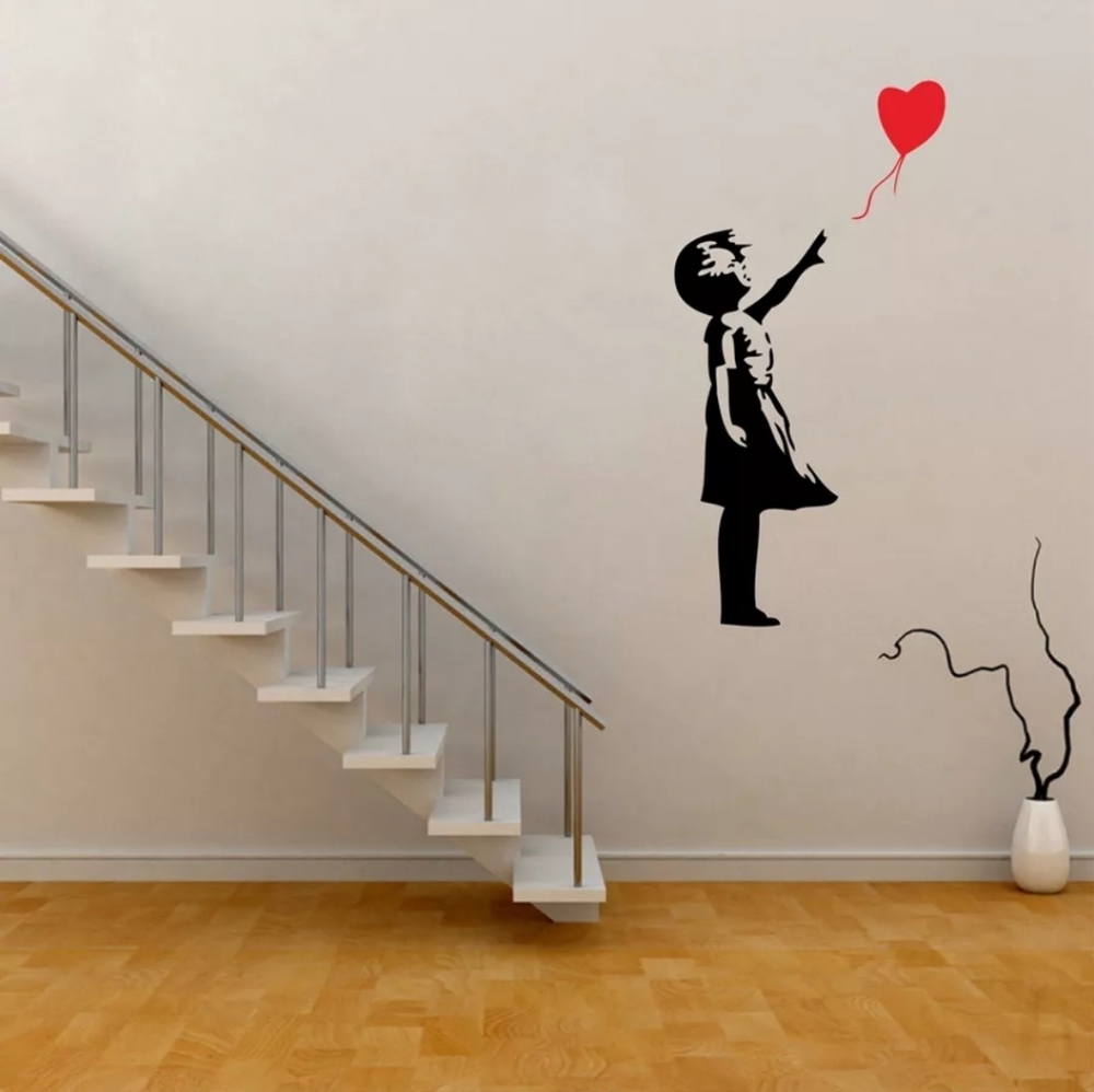 Sale Banksy girl red balloon vinyl. Great for flat surface Walls mirrors windows